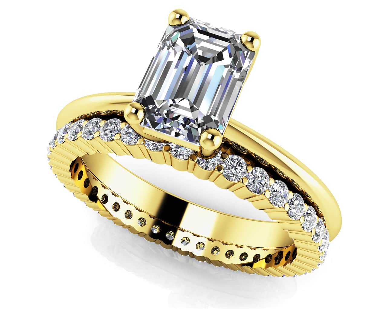 Eternal Light Emerald Solitaire Bridal Set Diamond  with 2.02 ct. (1.50 ct. center diamond) - Image 2