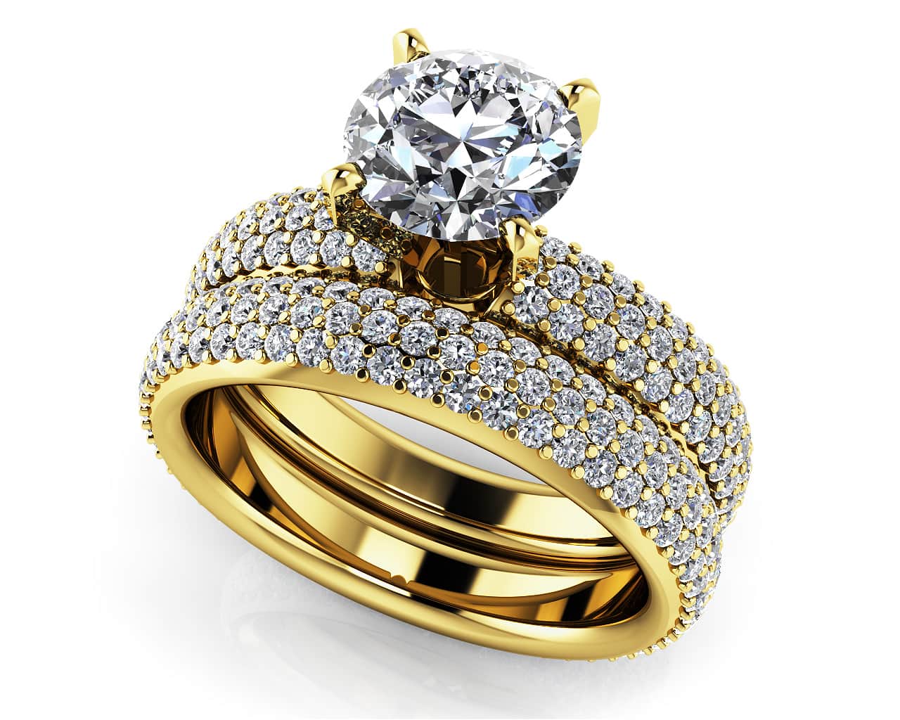 Eternally Yours Four Prong Matching Bridal Set Diamond  with 4.18 ct. (2.00 ct. center diamond) - Image 2