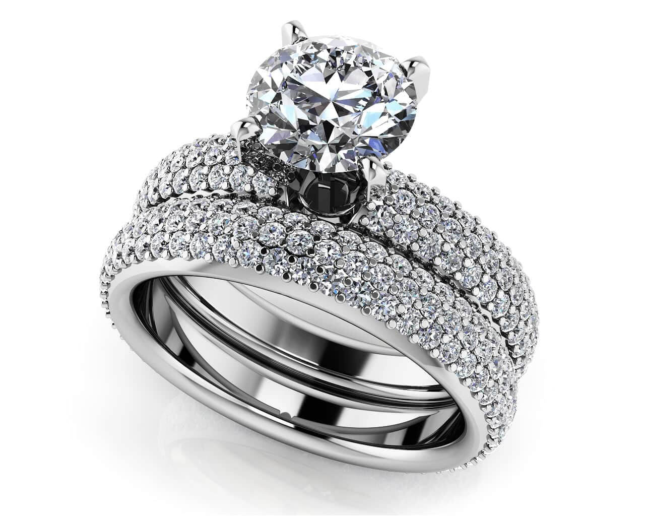 Eternally Yours Four Prong Matching Lab-Grown Diamond Bridal Set with 3.18 ct. (1.00 ct. center diamond)