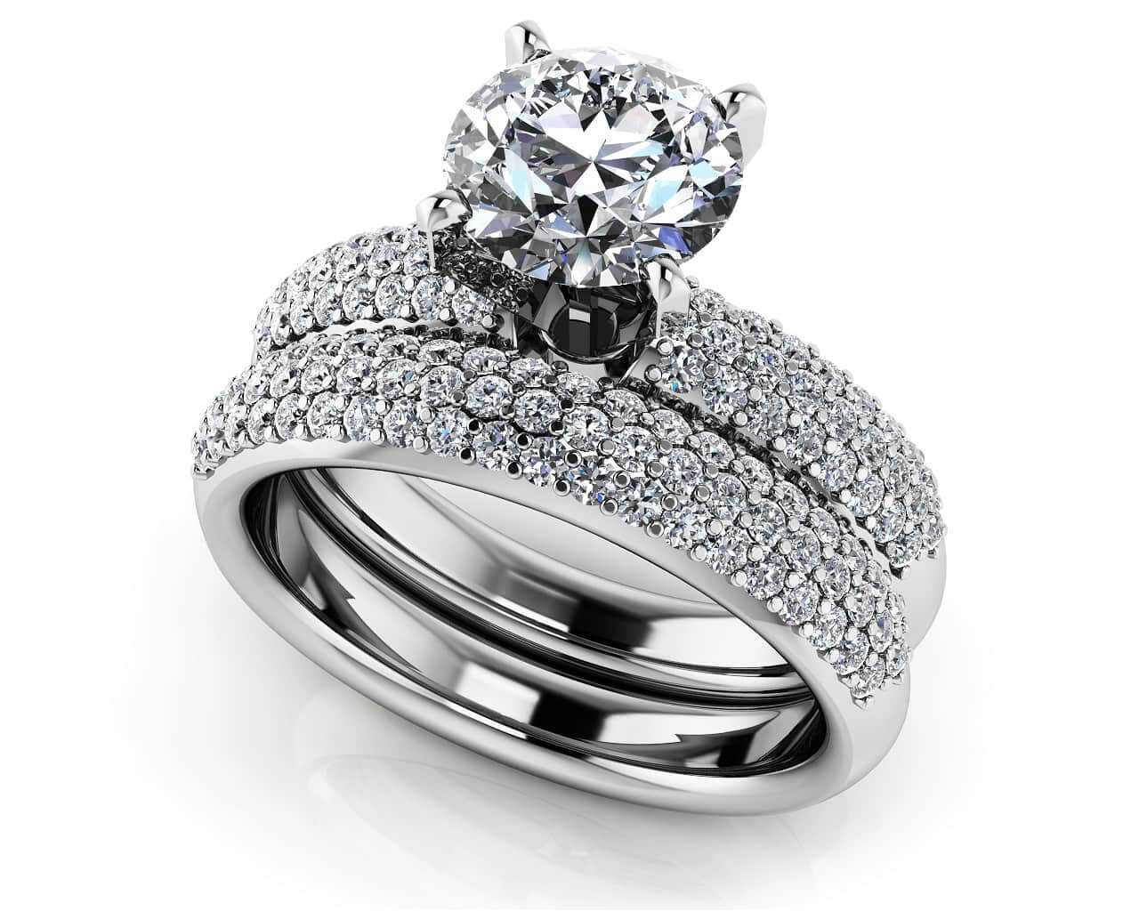 Ever After Four Prong Lab-Grown Diamond Bridal Set with 2.18 ct. (1.25 ct. center diamond)