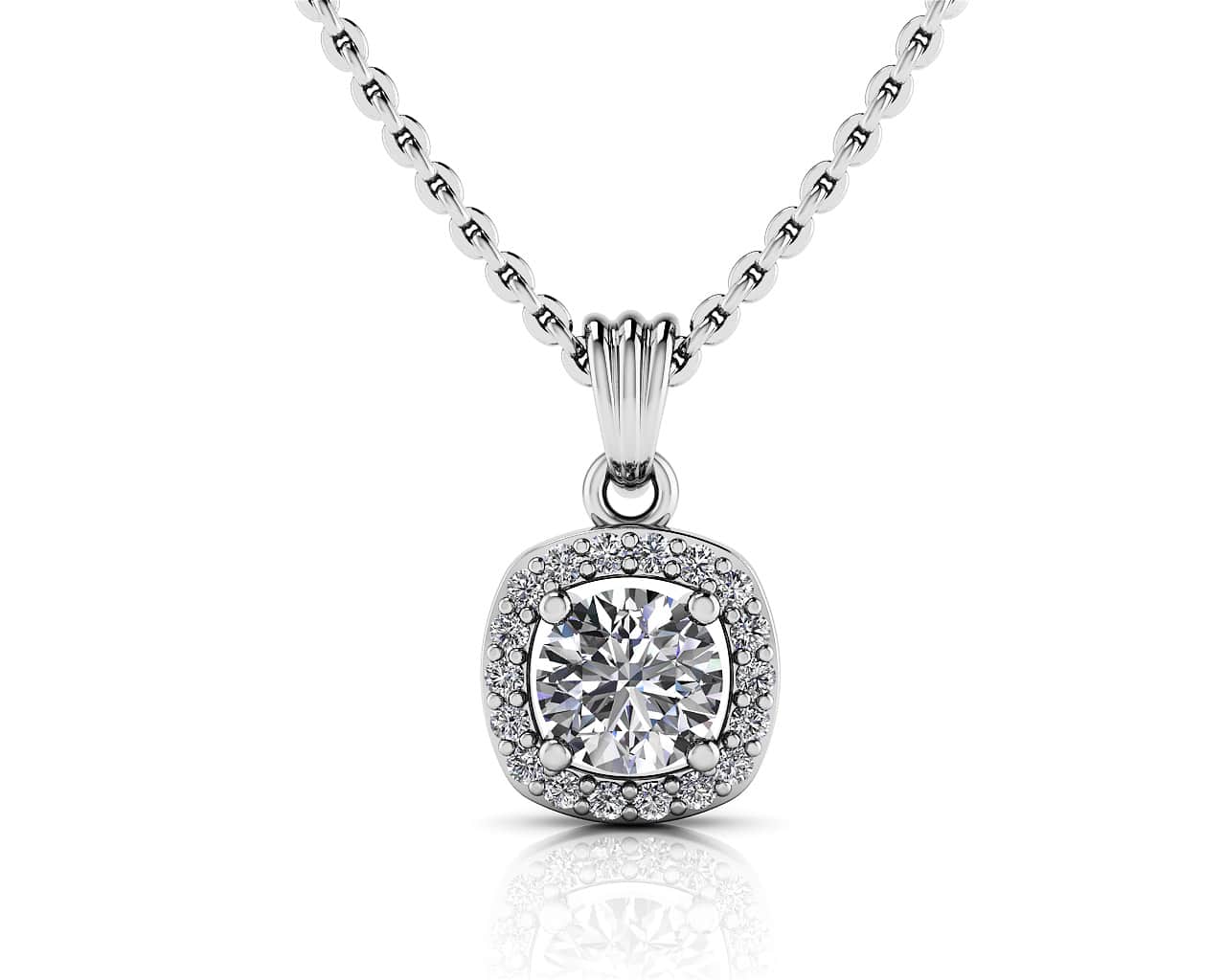 Everlasting Round Diamond Halo Surround Diamond Pendant with 0.63 ct. (0.50 ct. center diamond)