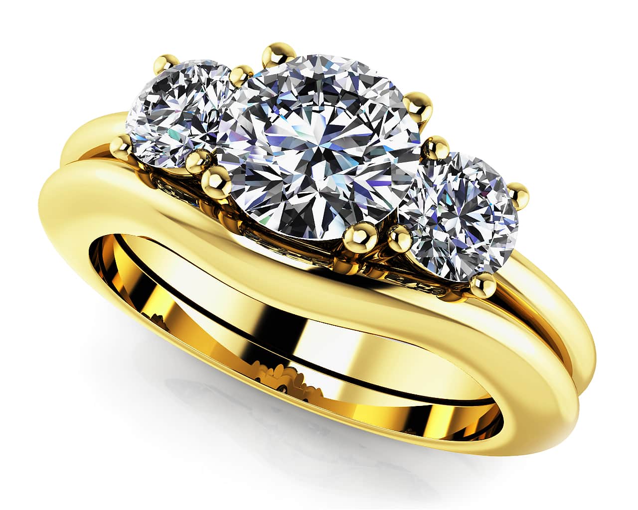 Everlasting Three Stone Wedding Set Diamond with 3.00 ct. (2.00 ct. center diamond) - Image 2