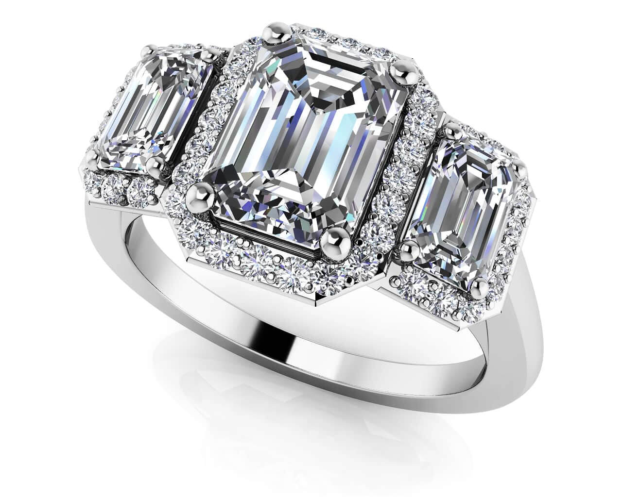 Expressive Love Three Stone Diamond Ring with 2.76 ct. (1.50 ct. center diamond)
