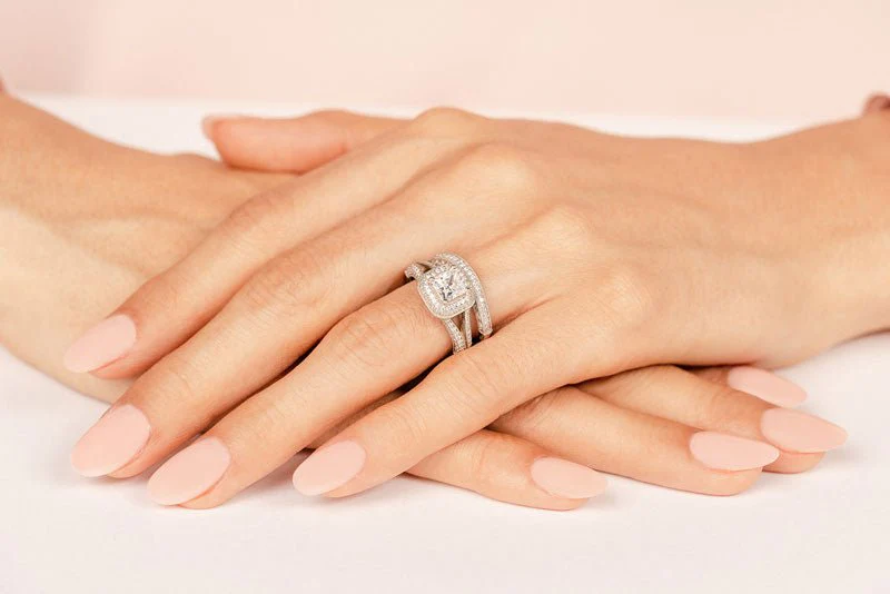 Exquisite Double Halo Lab-Grown Diamond Bridal Set with 1.42 ct. (0.50 ct. center diamond) - Image 5