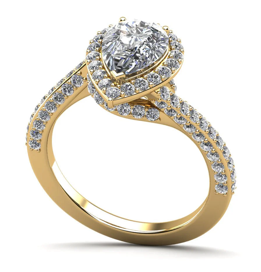 Exquisite Pear Shaped Halo Lab-Grown Diamond Engagement Ring with 1.73 ct. (1.00 ct. center diamond) - Image 2