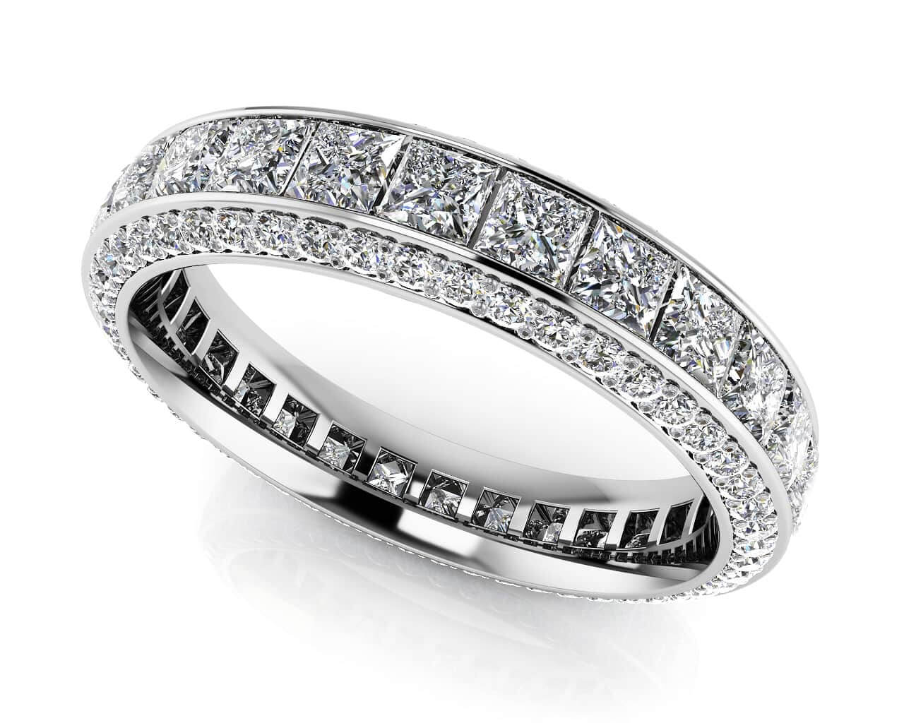 Exquisite Princess And Round Eternity Band Diamond with 6.22 ct.(finished) 1.4mm, 3.5mm