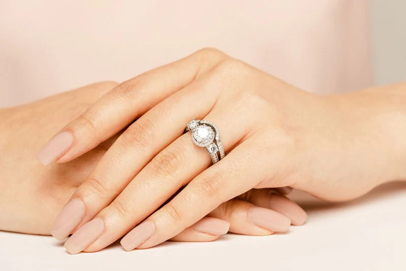 Exquisite Three Stone Diamond Halo Lab-Grown Diamond Bridal Set with 1.81 ct. (0.75 ct. center diamond) - Image 5