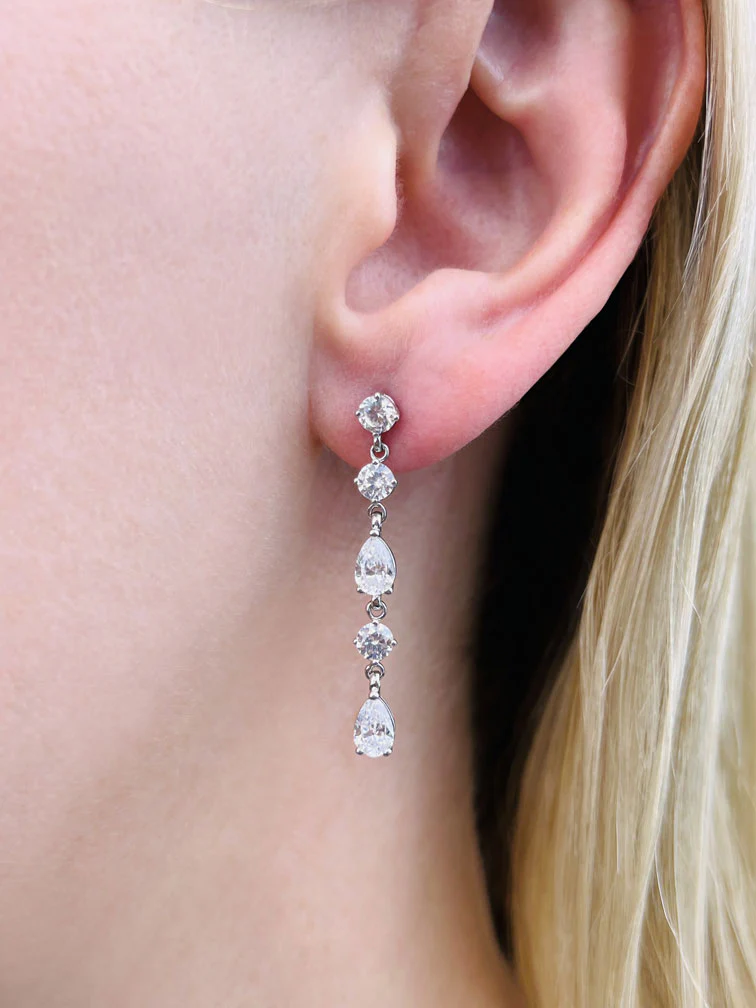 Extended Elegant Diamond And Pear Drop Diamond Earrings with 2.46 ct.(finished) 6x4mm, 3.8mm - Image 3