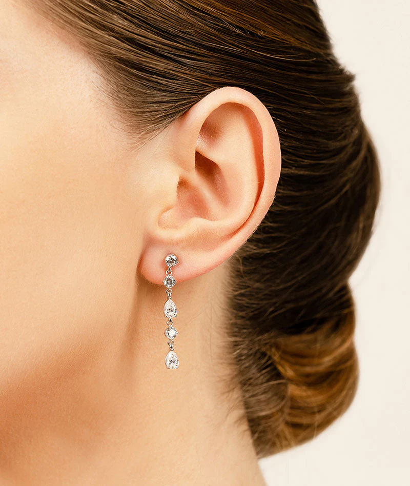 Extended Elegant Diamond And Pear Drop Diamond Earrings with 2.46 ct.(finished) 6x4mm, 3.8mm - Image 4