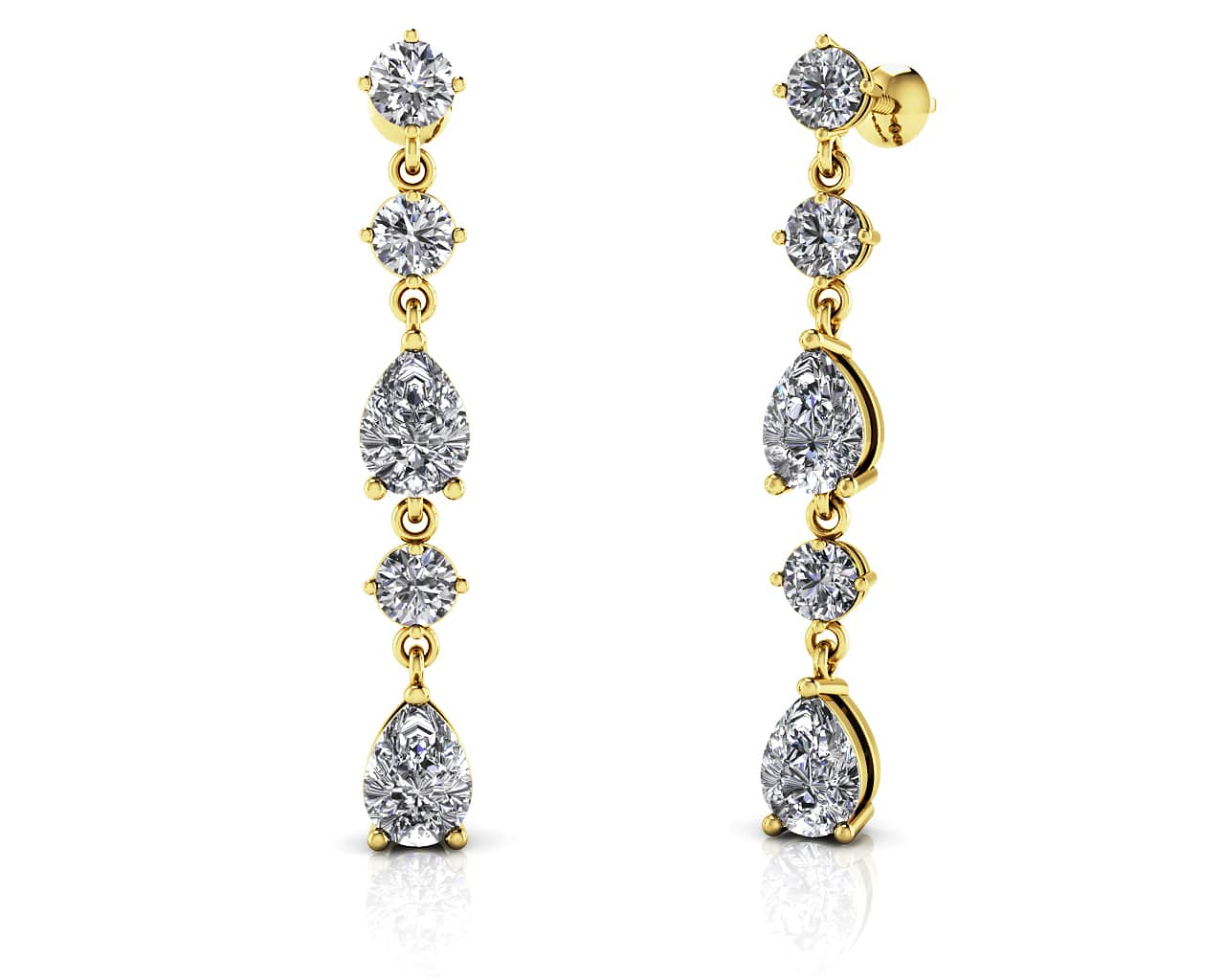 Extended Elegant Diamond And Pear Drop Lab-Grown Diamond Earrings with 2.46 ct.(finished) 6x4mm, 3.8mm - Image 2