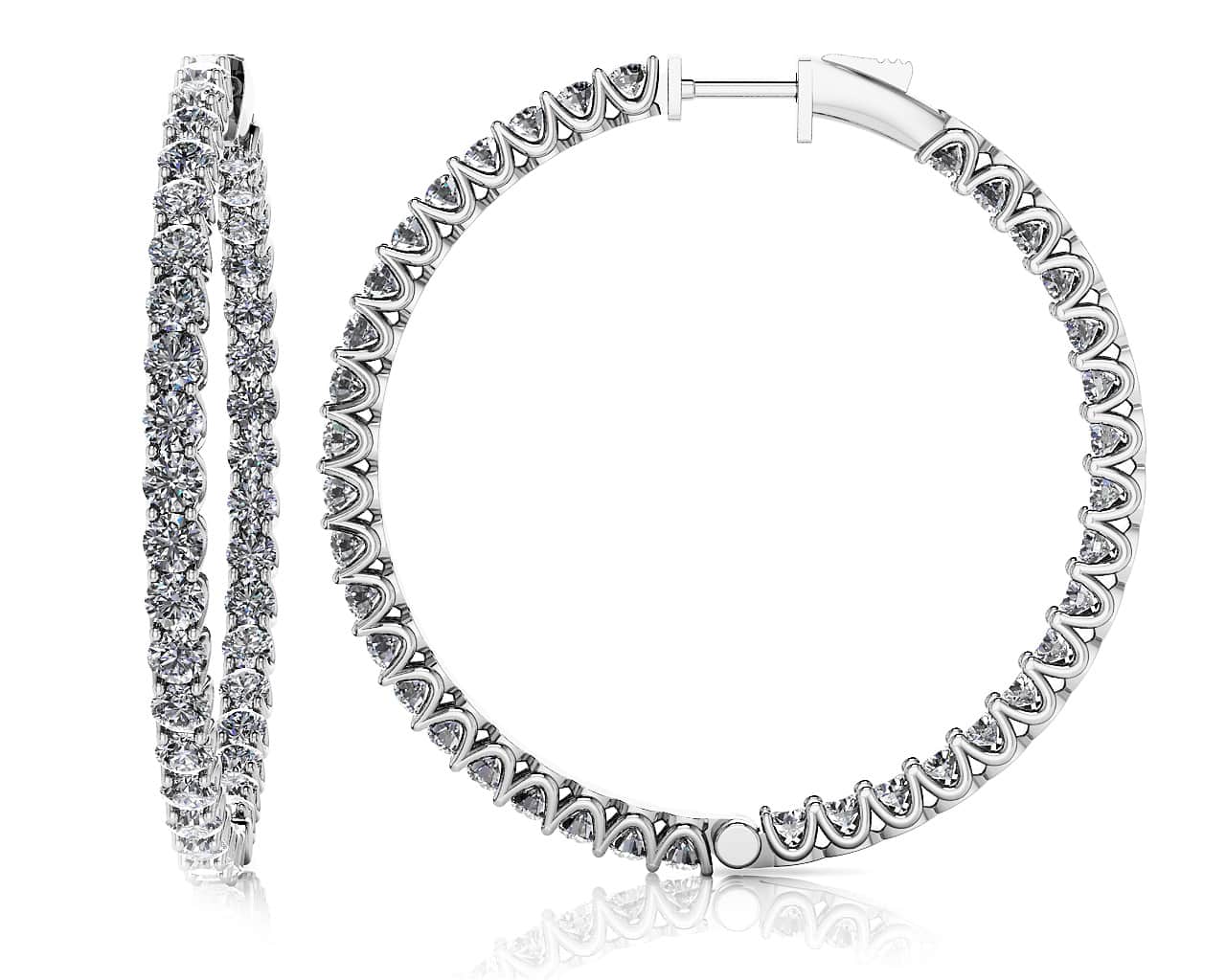 Extra Large Diamond Hoop Earrings Diamond with 7.98 ct.(finished) 3mm