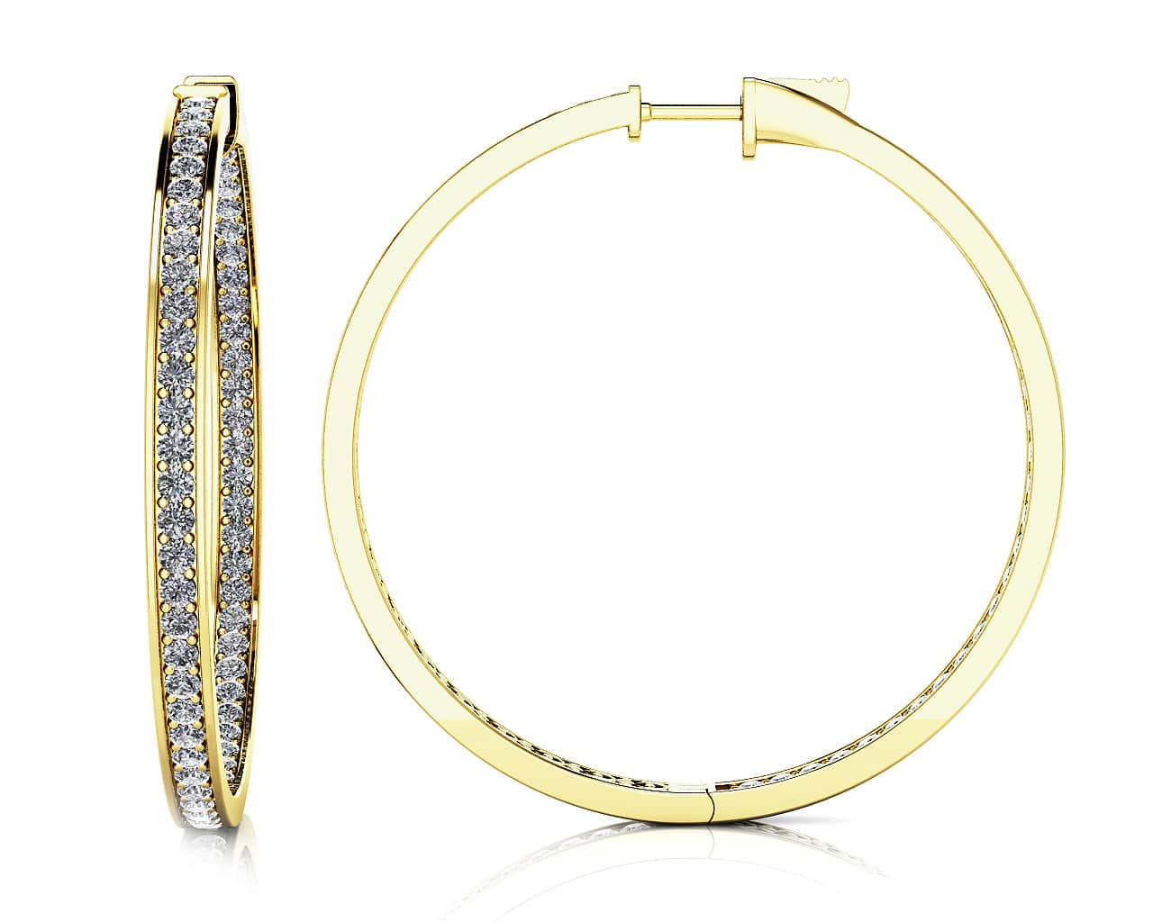 Extra Large Shared Prong Single Row Diamond Hoops Lab-Grown Diamond  with 1.68 ct.(finished) 1.3mm - Image 2
