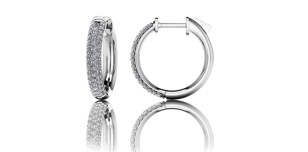 Extra Small Triple Row Diamond Hoop Earrings with 0.67 ct.(finished) 1.1mm
