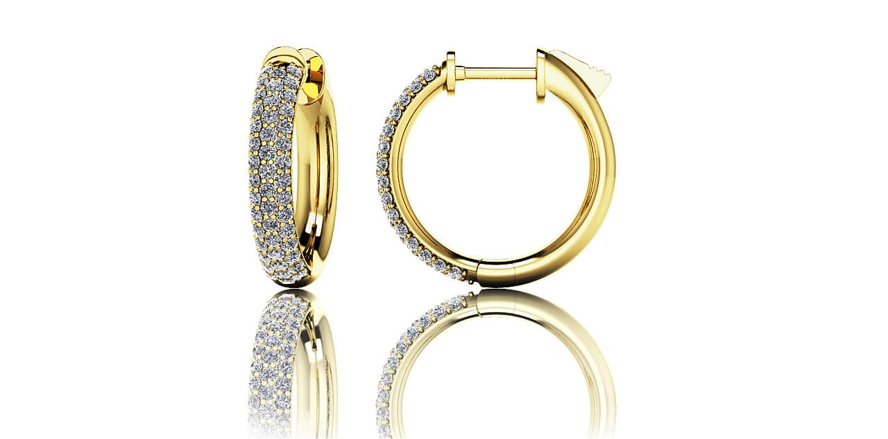 Extra Small Triple Row Diamond Hoop Earrings with 0.67 ct.(finished) 1.1mm - Image 2