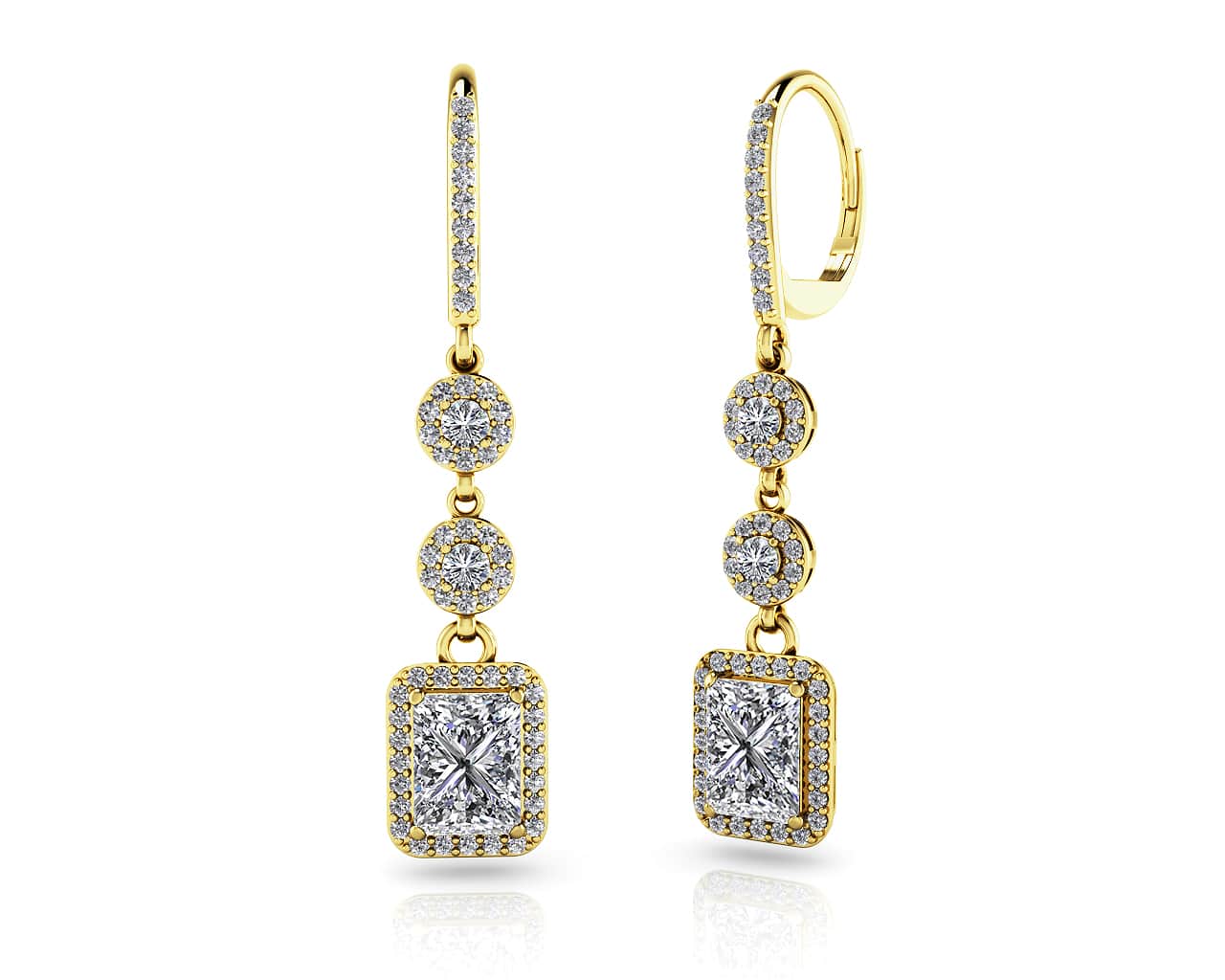 Extravagant Diamond Drop Lab-Grown Diamond Earrings with 4.00 ct. (2X1.50 ct. center diamonds) - Image 2