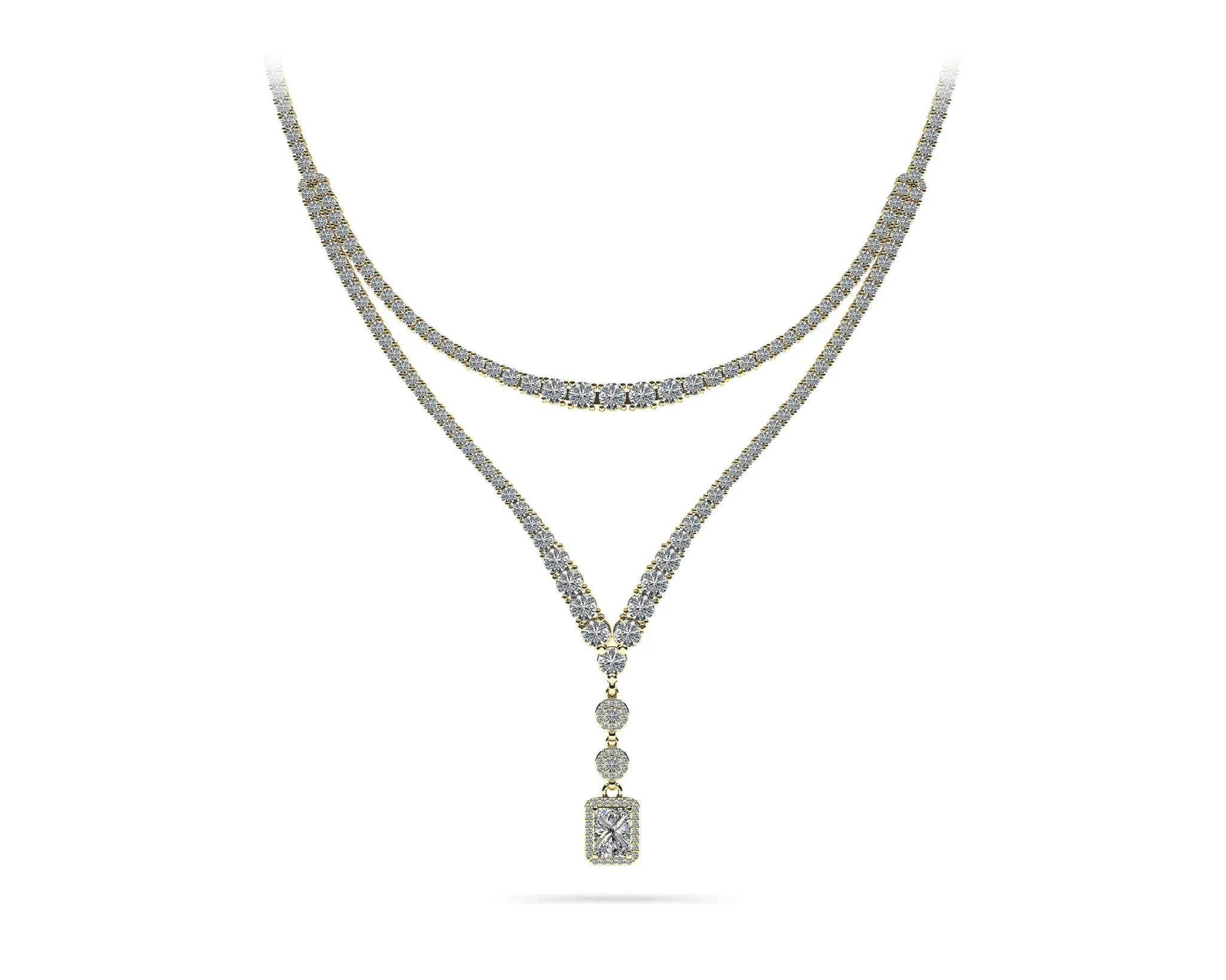 Extravagant Diamond Pendant 2 Row 4 Prong Lab-Grown Diamond Necklace with 15.52 ct.(finished) - Image 4