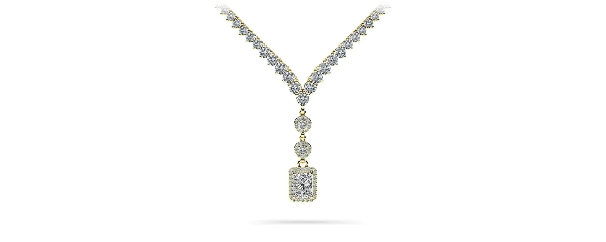Extravagant Diamond Pendant 3 Prong V Diamond Necklace with 12.22 ct.(finished) - Image 2
