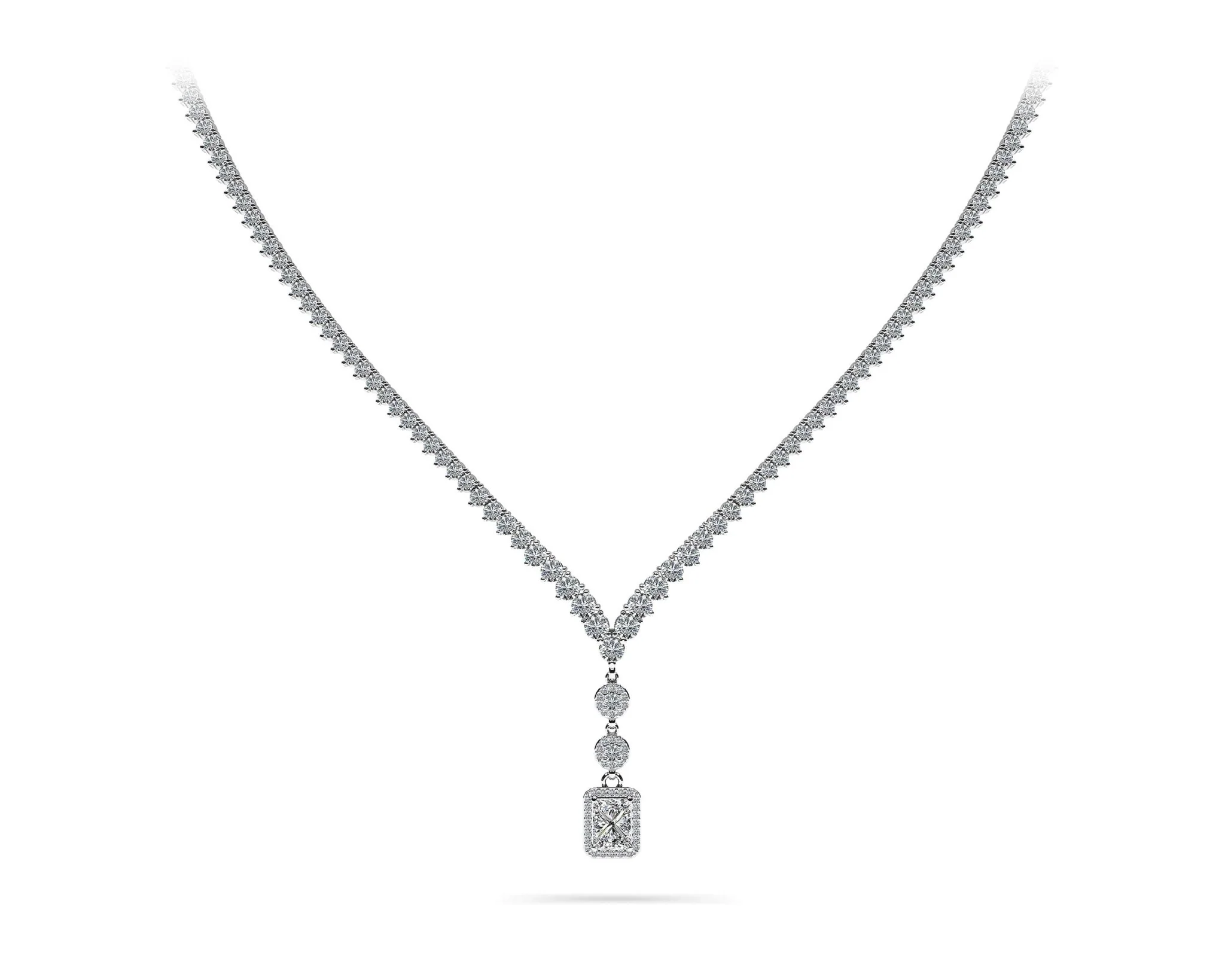 Extravagant Diamond Pendant 3 Prong V Diamond Necklace with 12.22 ct.(finished) - Image 3