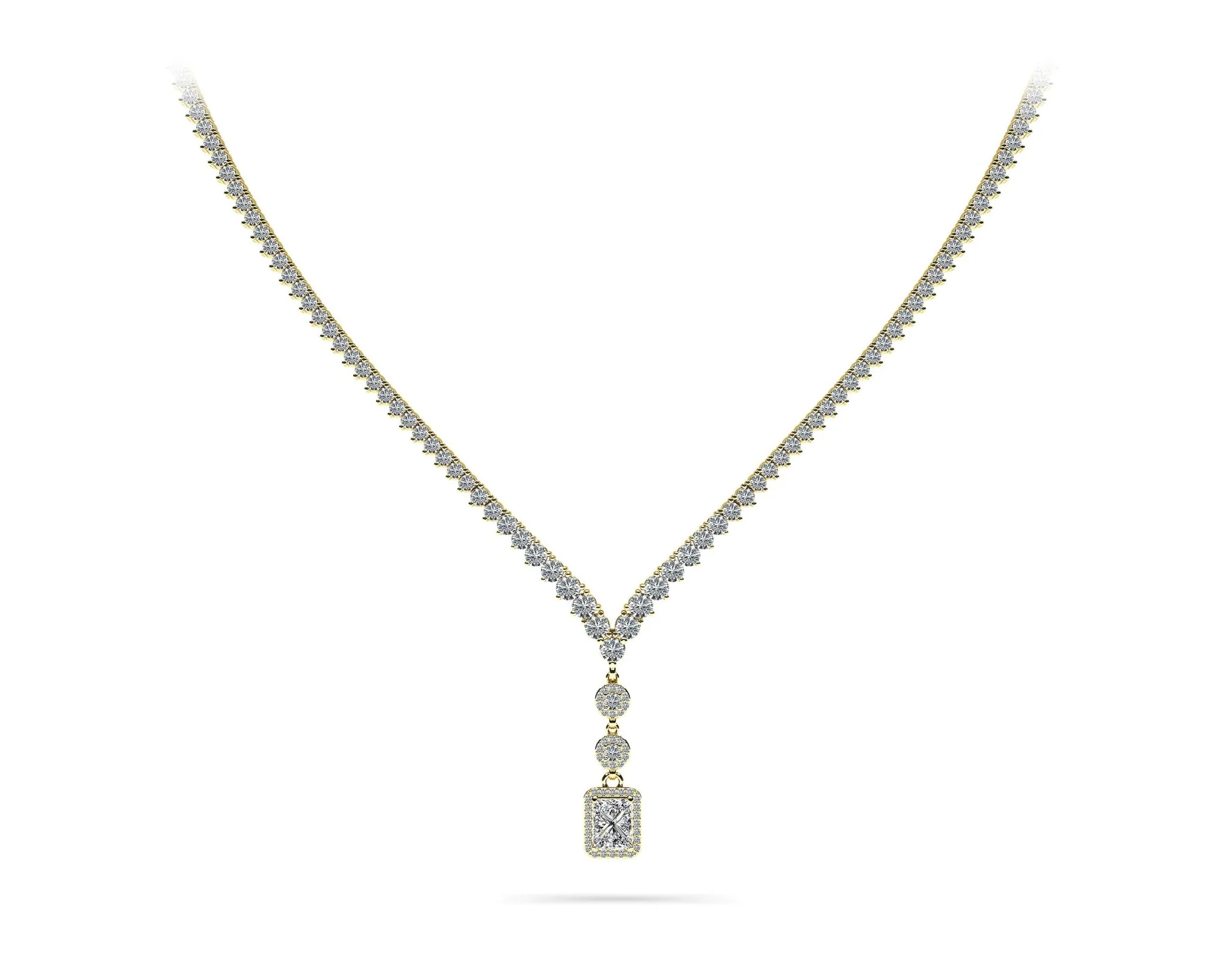 Extravagant Diamond Pendant 3 Prong V Diamond Necklace with 12.22 ct.(finished) - Image 4