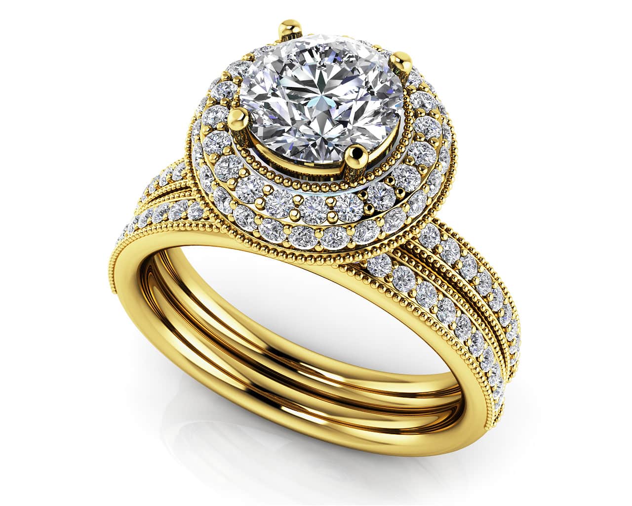 Fall In Love With Vintage Diamond Bridal Set Diamond  with 1.64 ct. (1.00 ct. center diamond) - Image 2