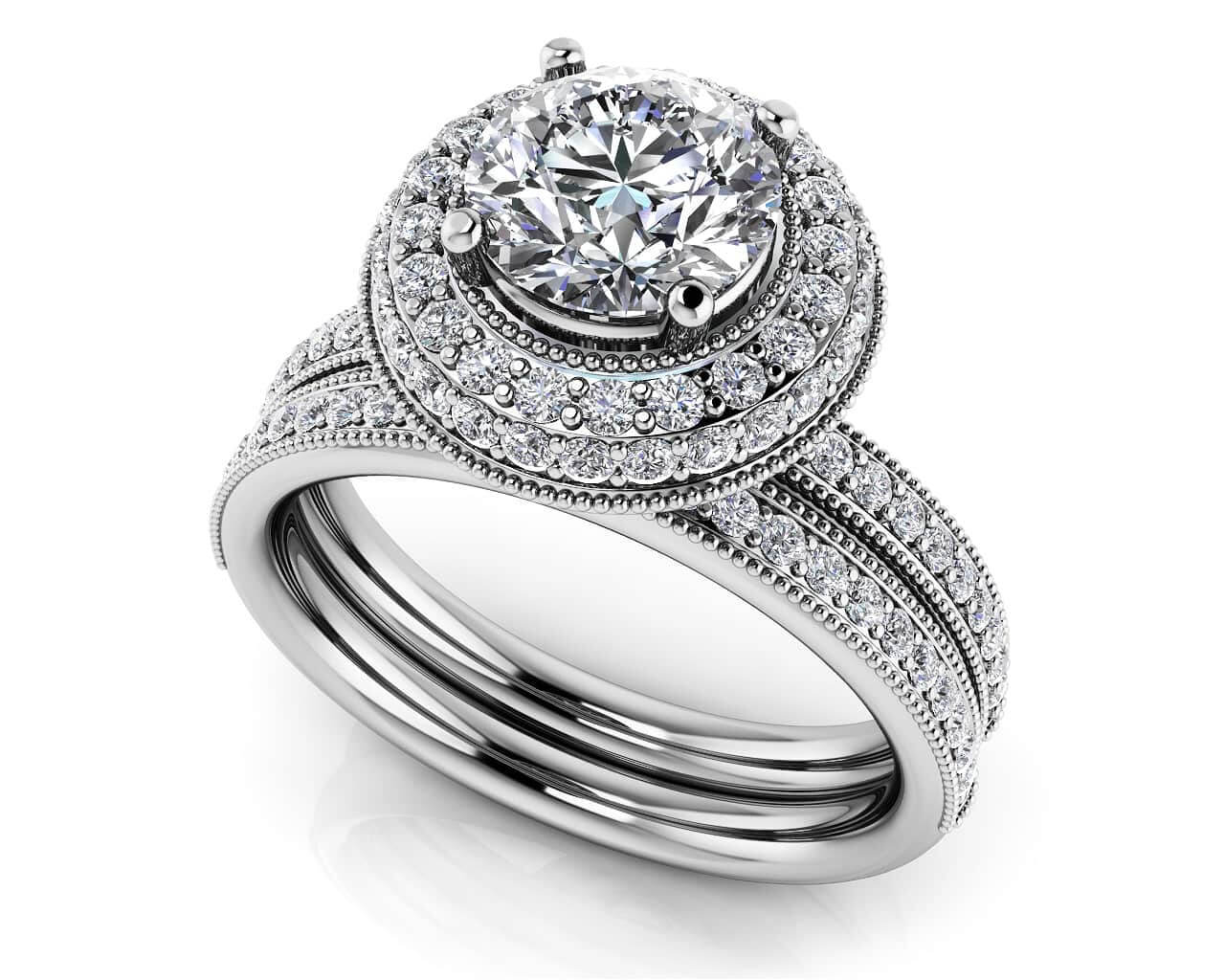 Fall In Love With Vintage Diamond Bridal Set Diamond with 2.71 ct. (2.00 ct. center diamond)