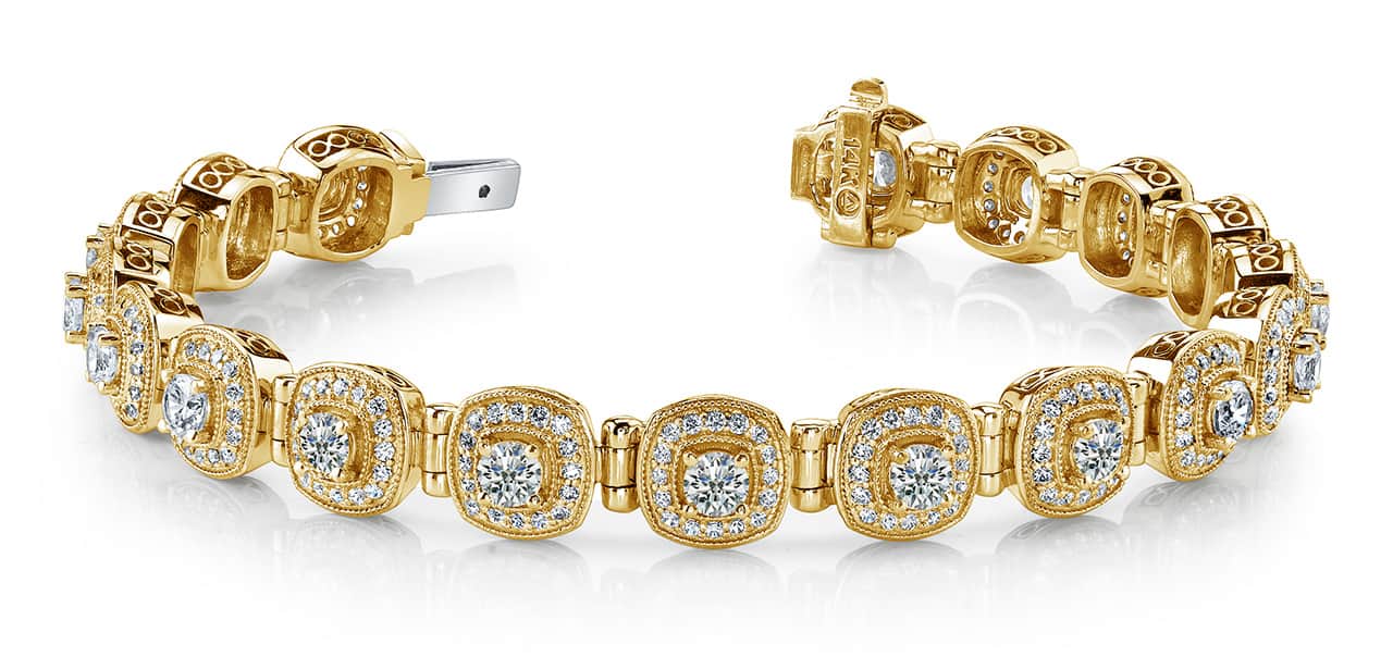 Fanciful Round Diamond Bracelet With Tube Links Diamond with 3.68 ct.(finished) 1.1mm, 2.8mm - Image 6