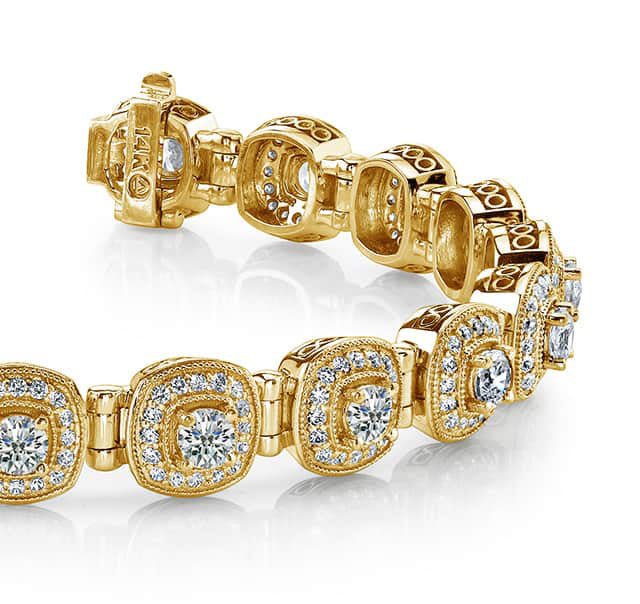 Fanciful Round Diamond Bracelet With Tube Links Lab-Grown Diamond with 2.86 ct.(finished) 1mm, 2.5mm - Image 2