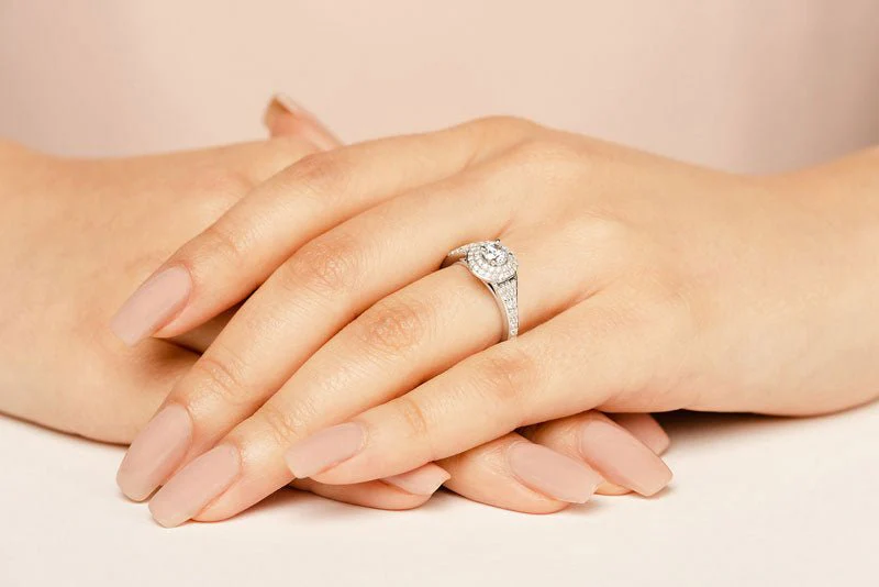 Fancy Double Halo Diamond Engagement Ring with 1.10 ct. (0.50 ct. center diamond) - Image 3