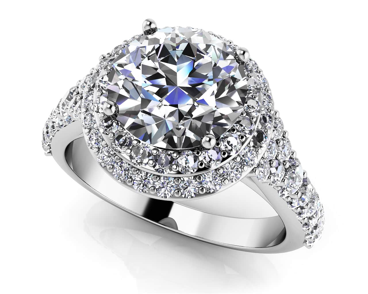 Fancy Double Halo Diamond Engagement Ring with 2.19 ct. (1.50 ct. center diamond)