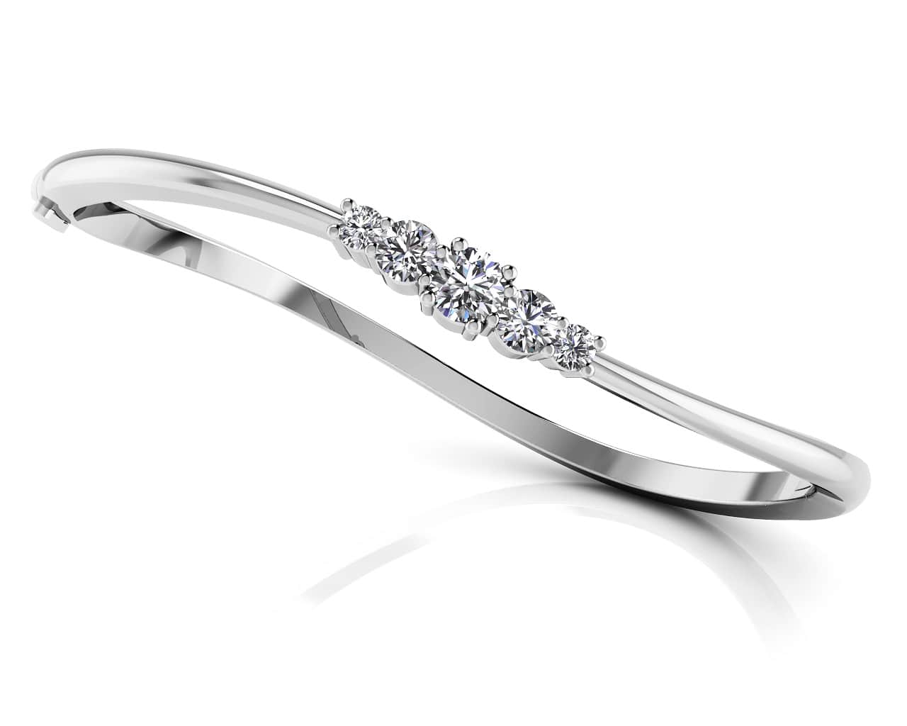Fancy Five Curved Lab-Grown Diamond Bangle with 0.73 ct.(finished) 2.4mm, 3.5mm, 4.3mm