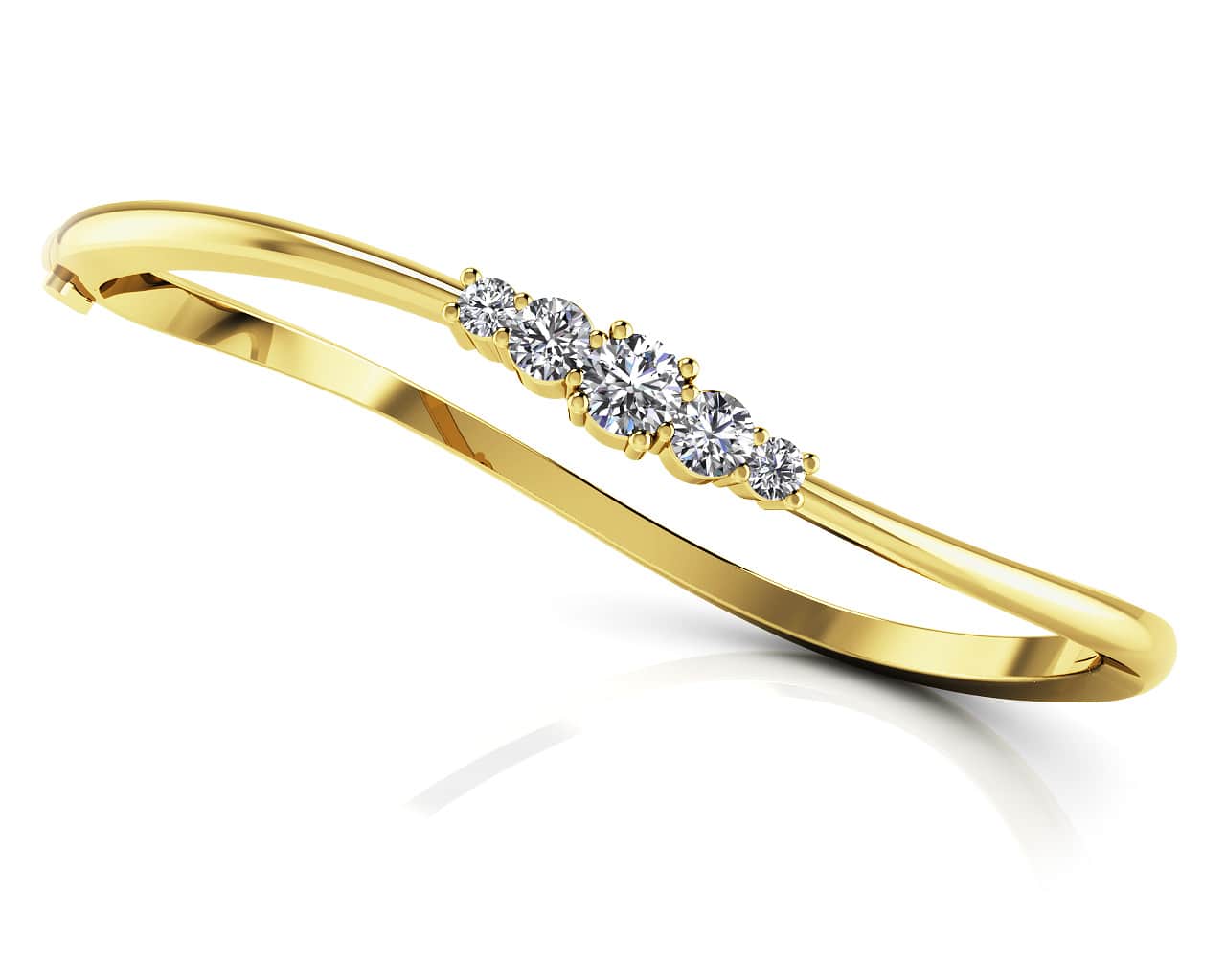 Fancy Five Curved Lab-Grown Diamond Bangle with 0.73 ct.(finished) 2.4mm, 3.5mm, 4.3mm - Image 2