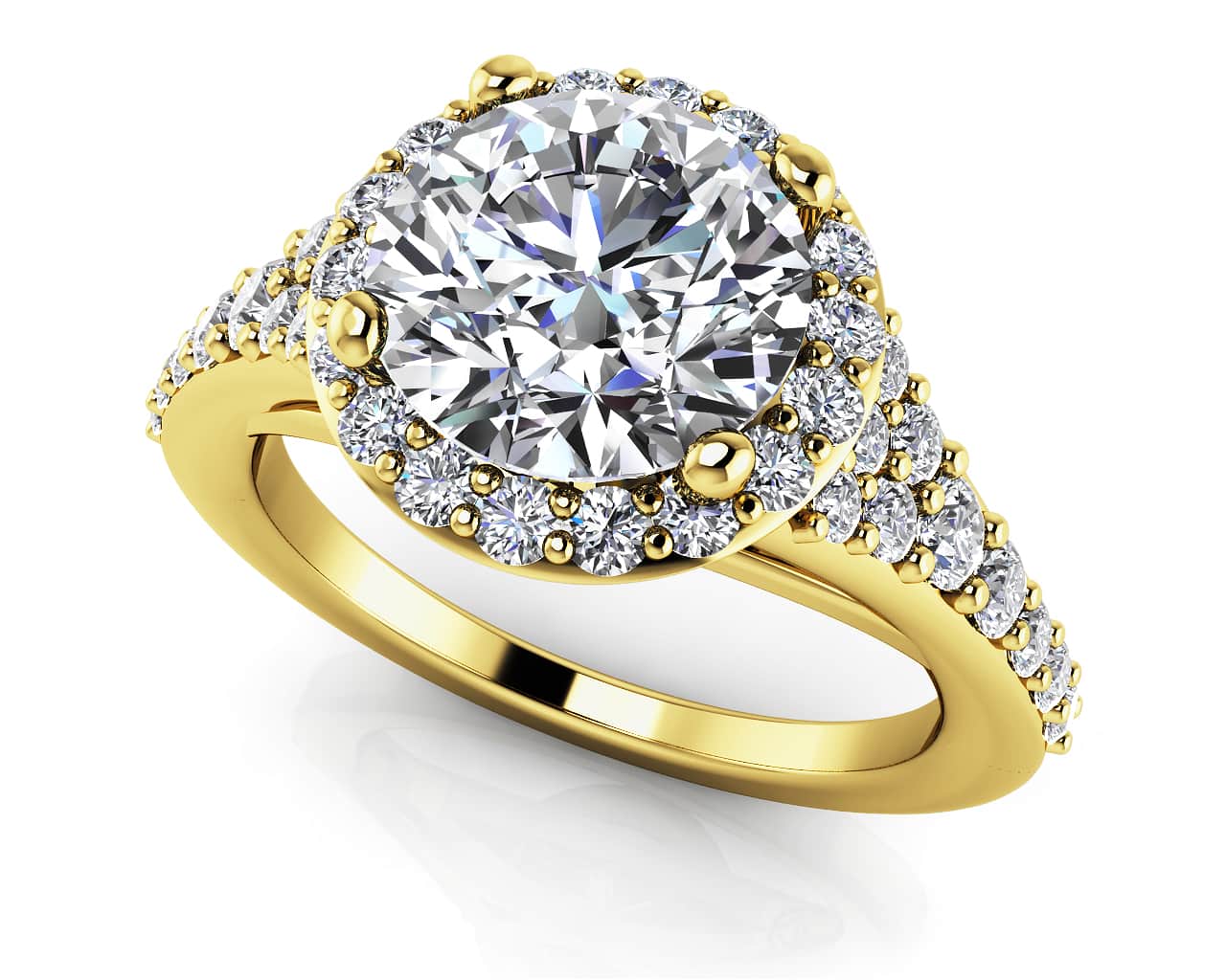 Fancy Single Halo Engagement Ring In Diamond  with 1.25 ct. (0.75 ct. center diamond) - Image 2