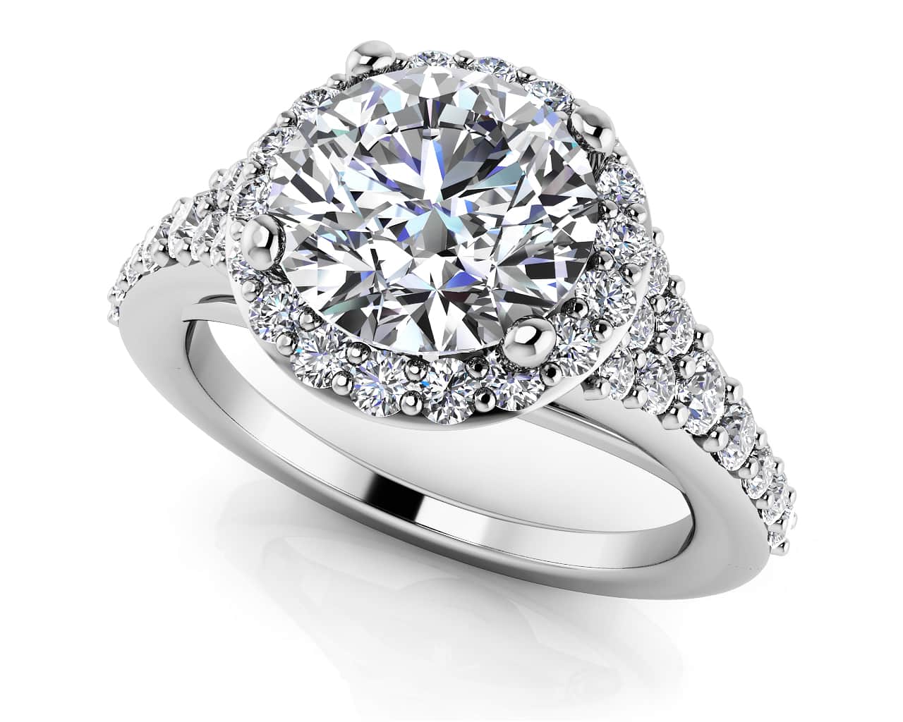 Fancy Single Halo Engagement Ring In Lab-Grown Diamond with 0.99 ct. (0.50 ct. center diamond)