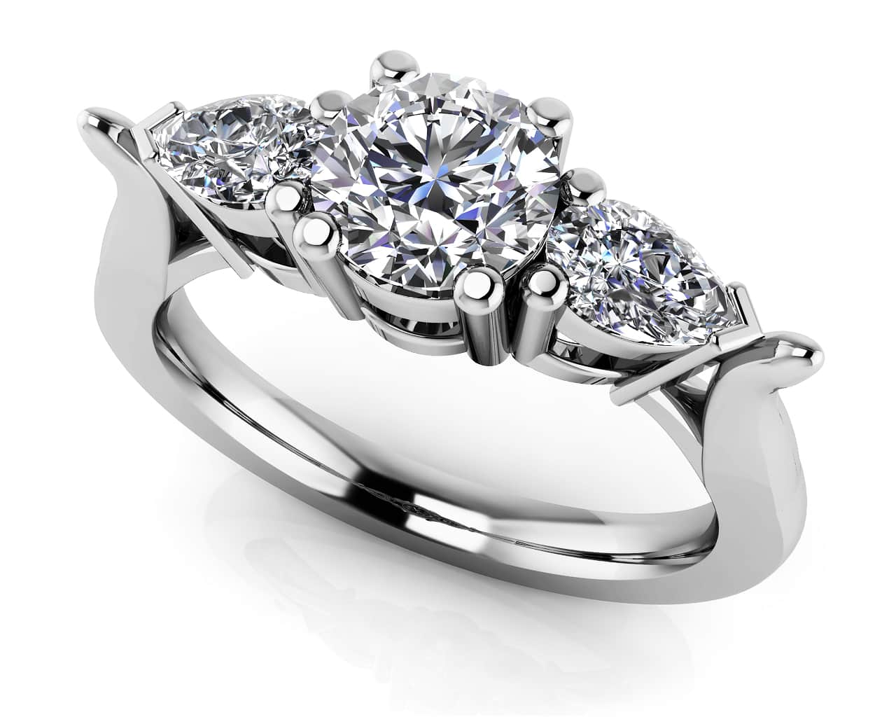Fancy Triple Stone Diamond Diamond Ring with 0.78 ct. (0.50 ct. center diamond)