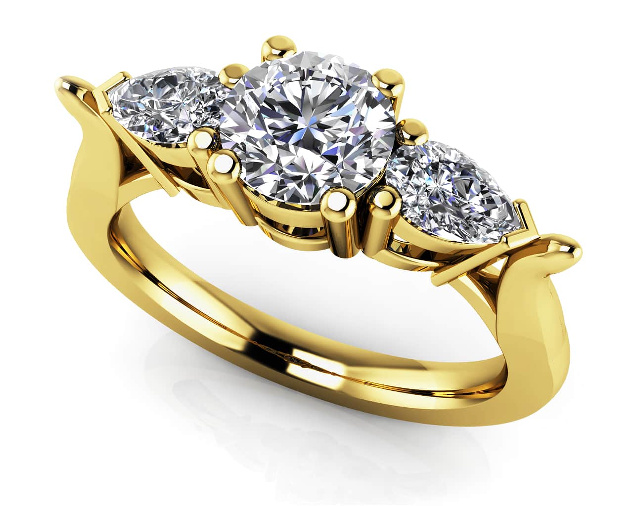 Fancy Triple Stone Diamond Diamond Ring with 1.07 ct. (0.65 ct. center diamond) - Image 2