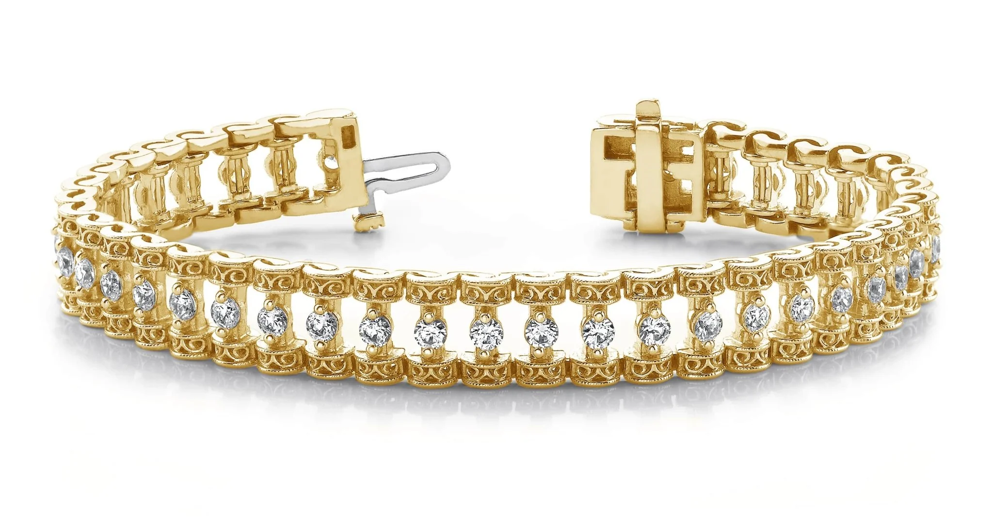 Filigree Diamond Candlestick Diamond Bracelet with 1.57 ct.(finished) 2mm - Image 4