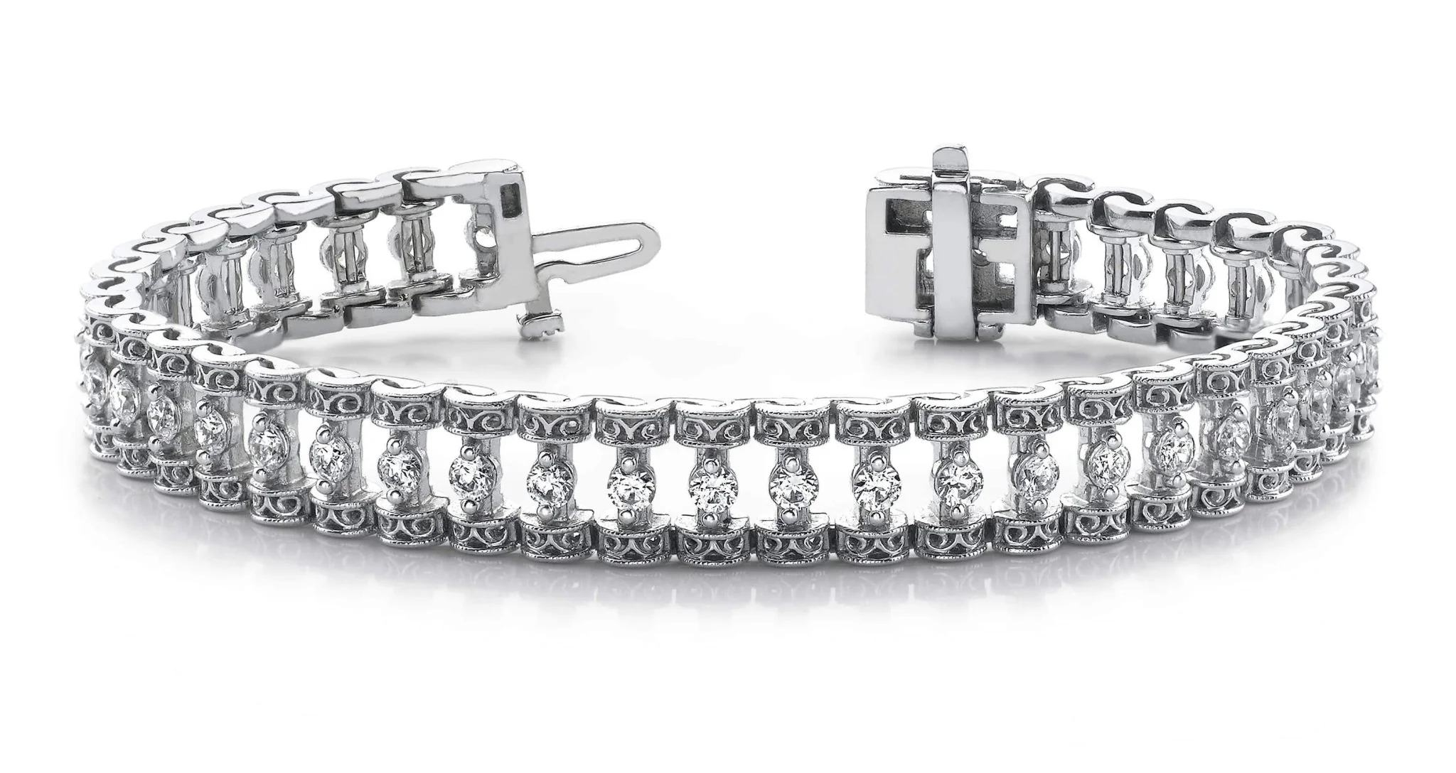 Filigree Diamond Candlestick Diamond Bracelet with 2.05 ct.(finished) 2.2mm - Image 3