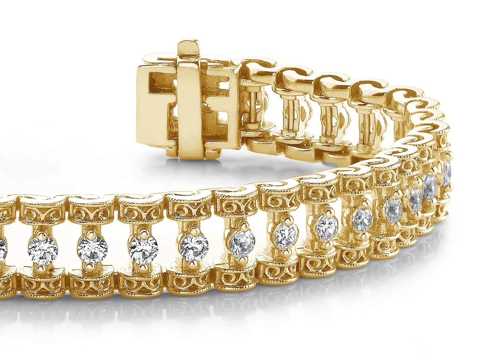 Filigree Diamond Candlestick Diamond Bracelet with 2.99 ct.(finished) 2.5mm - Image 2