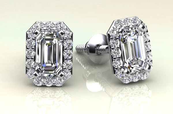 Finishing Touch Diamond Emerald Cut Halo Earrings Diamond with 2.22 ct. (2X1.00 ct. center diamonds) - Image 5
