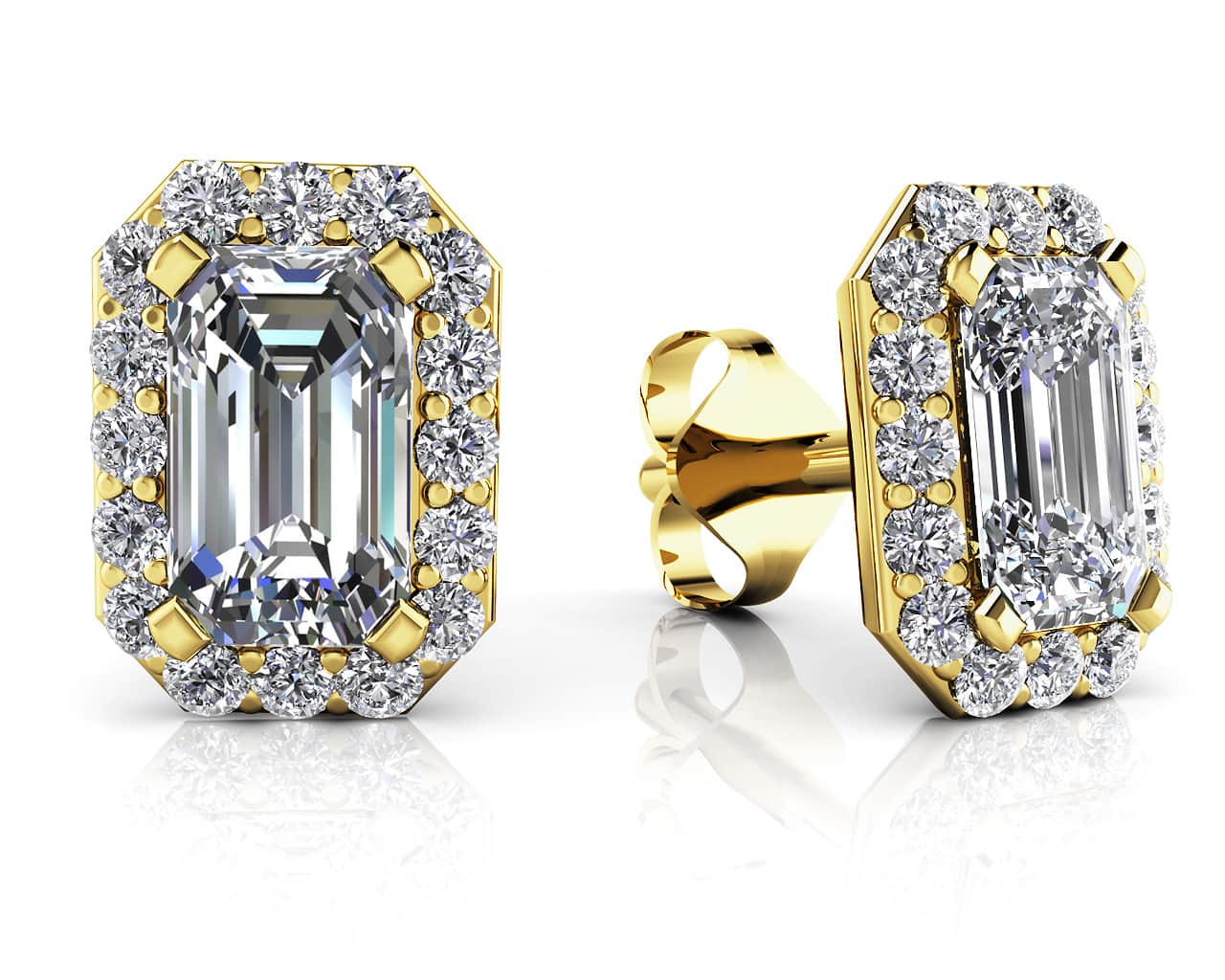 Finishing Touch Diamond Emerald Cut Halo Earrings Lab-Grown Diamond with 1.60 ct. (2X0.70 ct. center diamonds) - Image 2