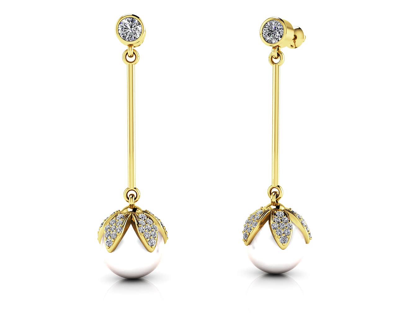 Finishing Touch Pearl And Diamond Drop Lab-Grown Diamond Earrings with 0.72 ct.(finished) 1mm, 1.2mm, 3mm - Image 2
