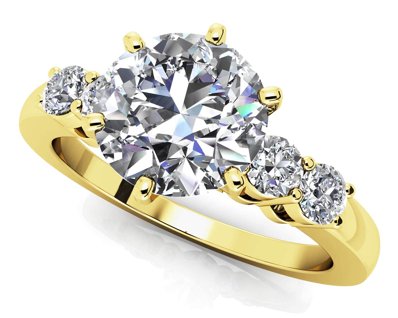 Five Across 6 Prong Diamond Engagement Ring with 2.20 ct. (2.00 ct. center diamond) - Image 2