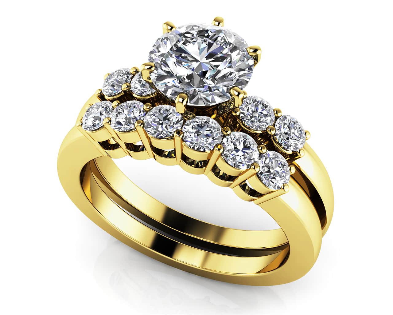 Five Across Bridal Set Diamond  with 2.51 ct. (2.00 ct. center diamond) - Image 2