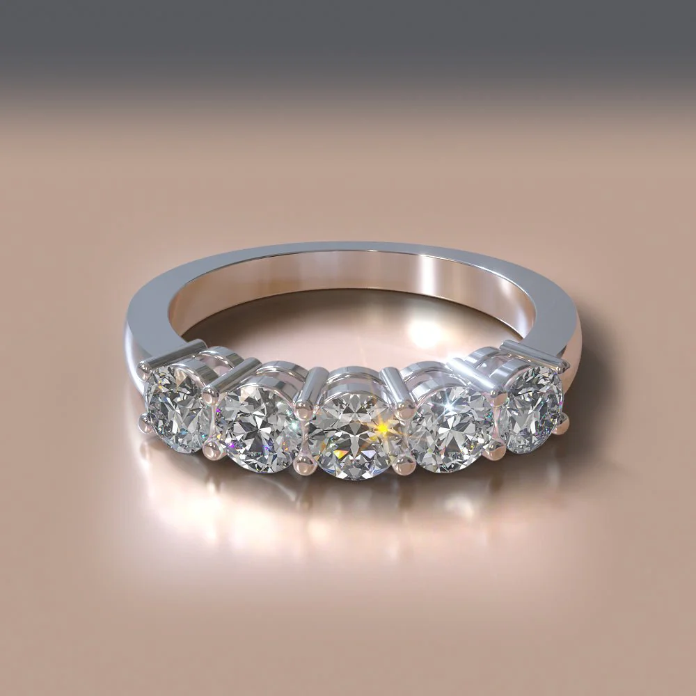 Five Across Diamond Band with 0.53 ct.(finished) 3mm - Image 5