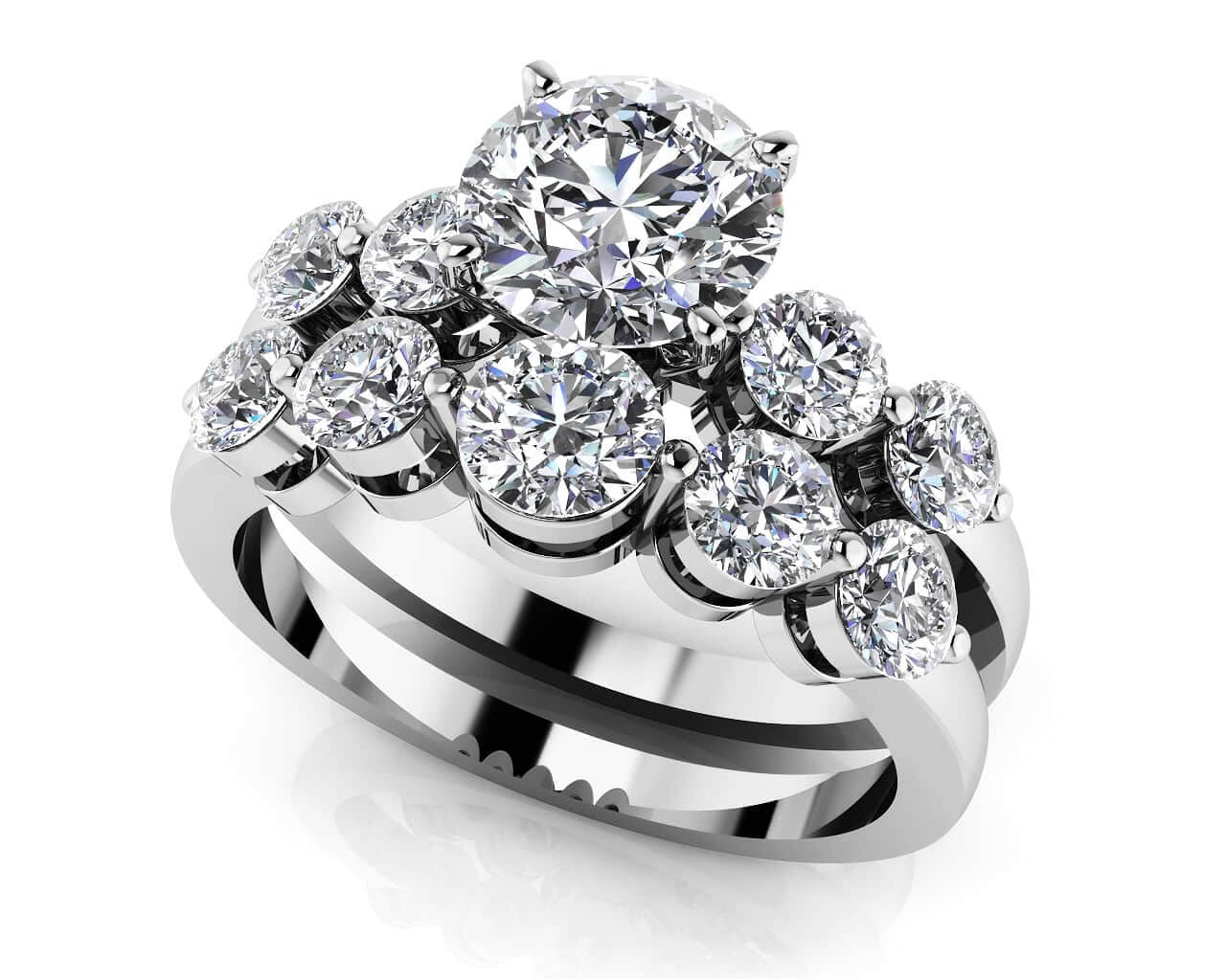 Five Across Lab-Grown Diamond Bridal Set with 2.99 ct. (2.00 ct. center diamond)