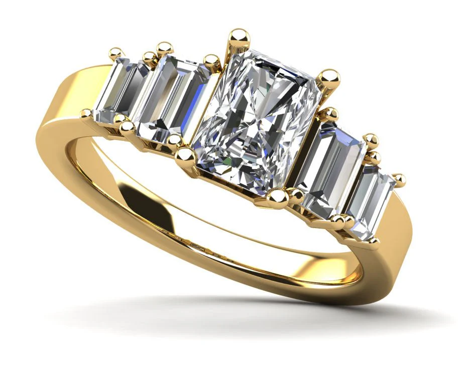 Five Across Emerald Cut Lab-Grown Diamond Engagement Ring with 1.36 ct. (0.70 ct. center diamond) - Image 2
