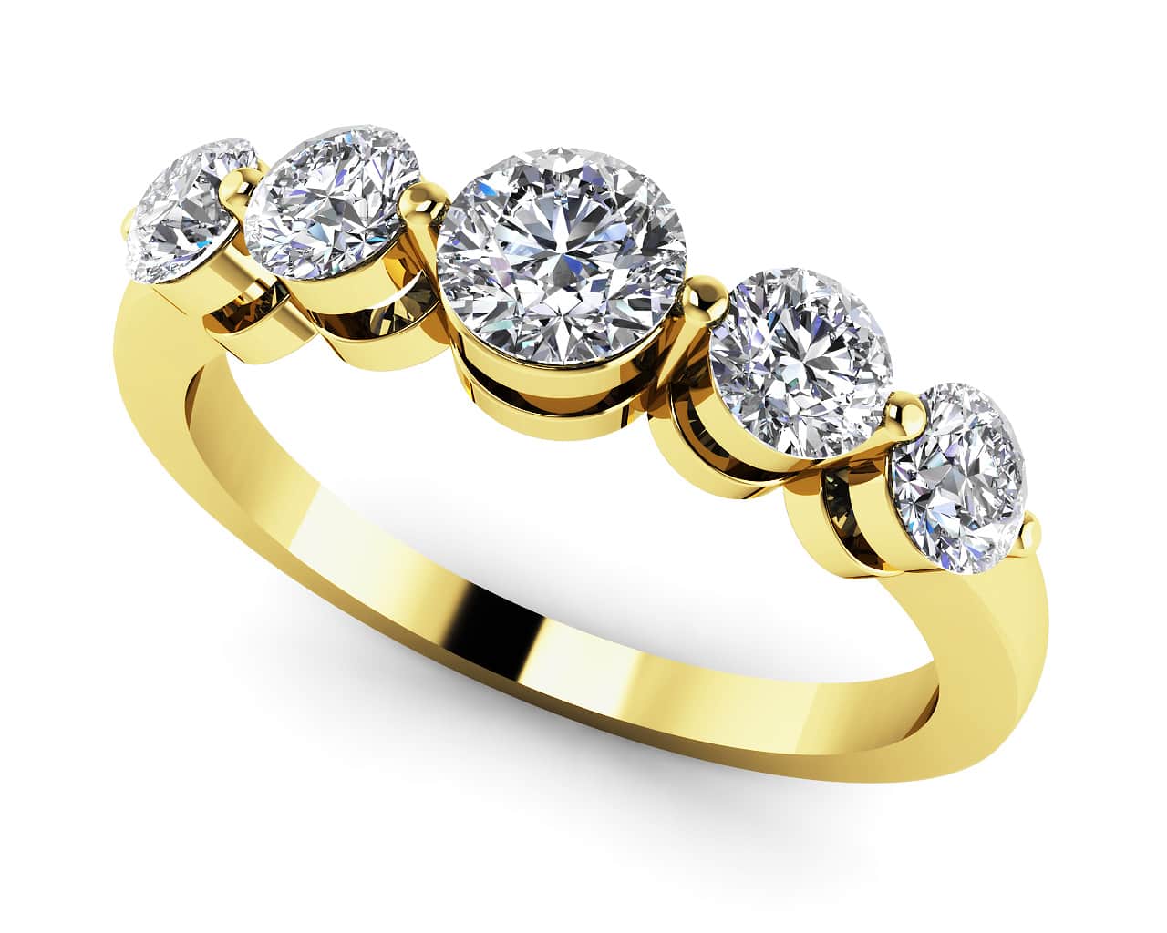 Five Across Round Diamond Band with 0.71 ct.(finished) 3mm, 4mm - Image 2