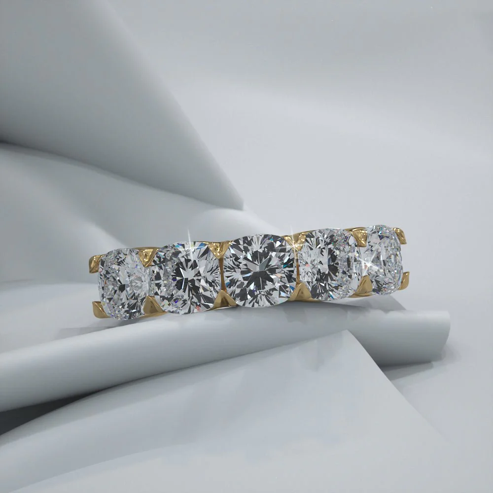 Five Stone Cushion Cut Diamond Anniversary Diamond Ring with 1.75 ct.(finished) 4.5mm - Image 4