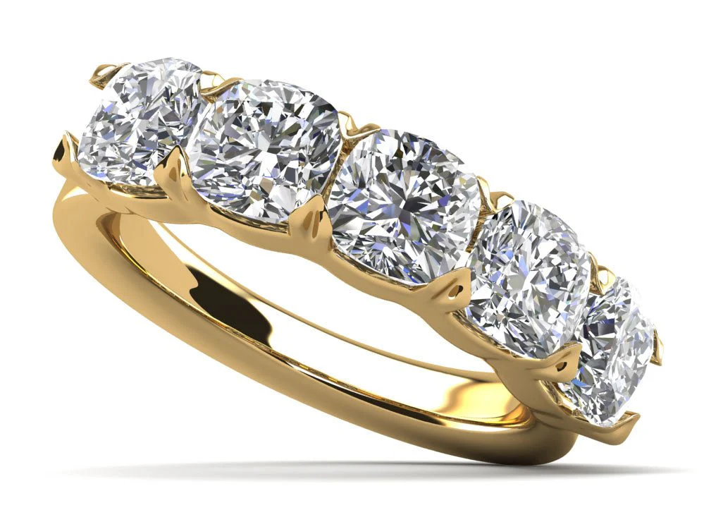 Five Stone Cushion Cut Diamond Anniversary Diamond Ring with 2.50 ct.(finished) 5mm - Image 2