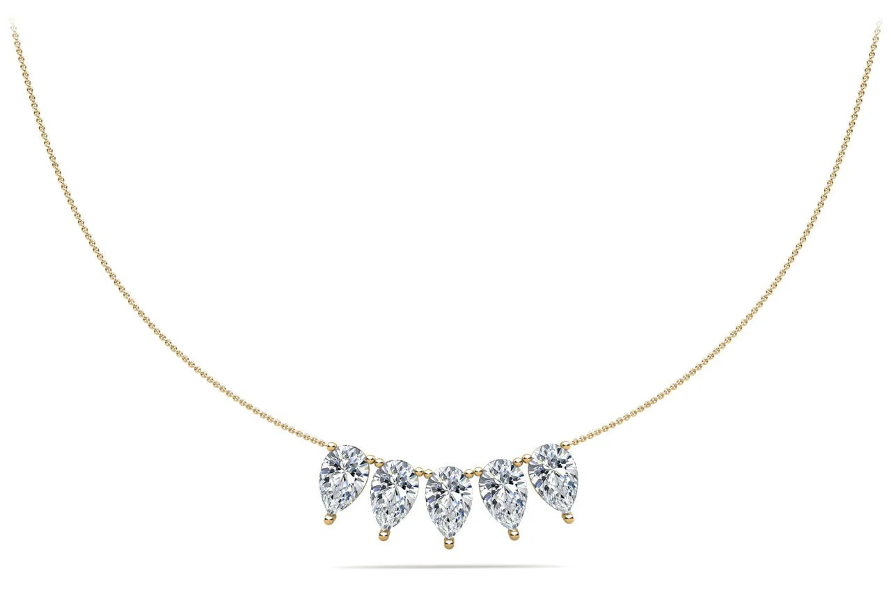 Five Stone Pear Shape Diamond Necklace with 1.05 ct.(finished) 5x3mm - Image 2